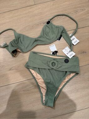 Cotton On Olive Green Two-Piece Bikini Set with Ring Detail